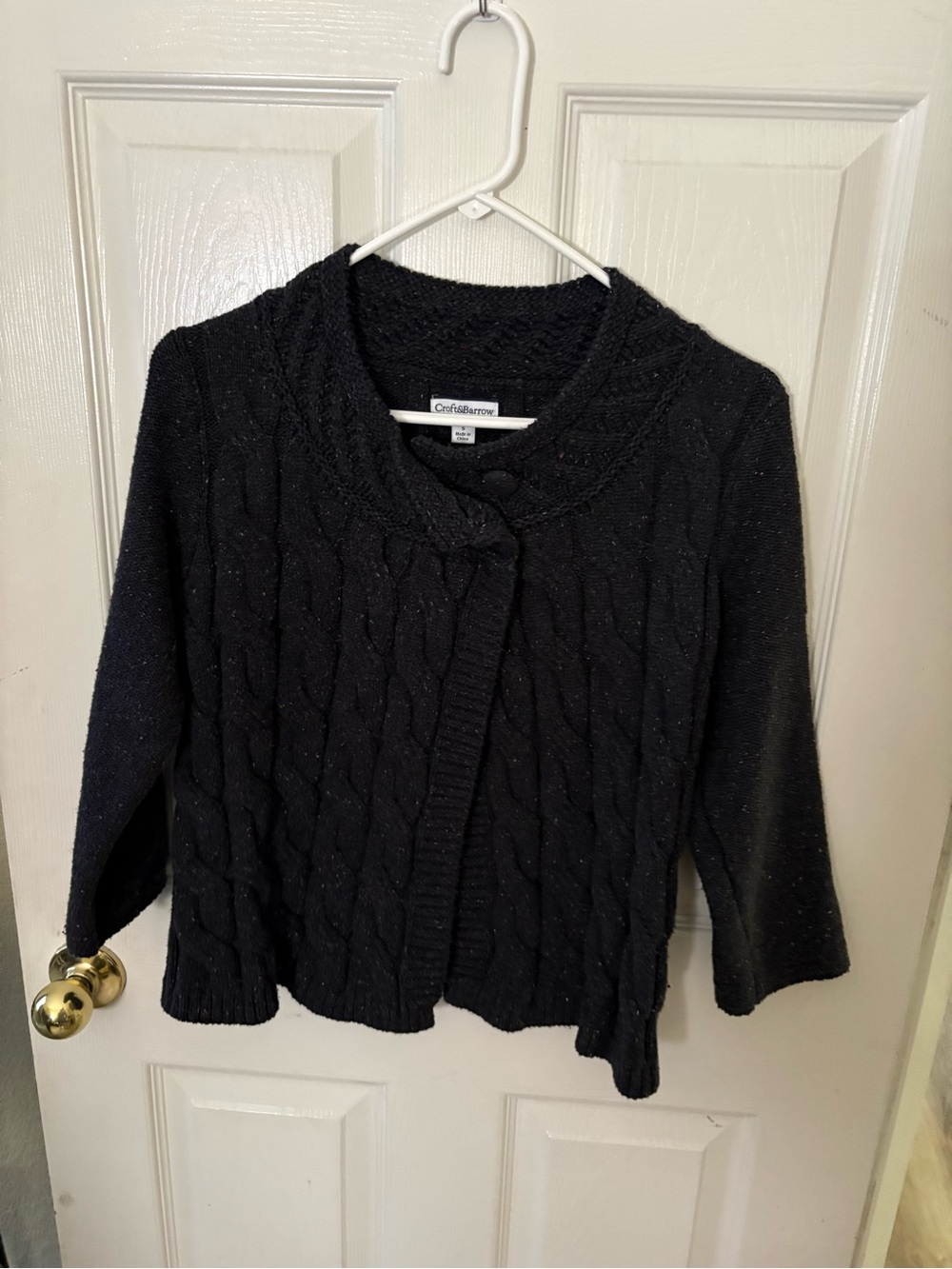 Croft & Barow black Cable-Knit Button Cardigan